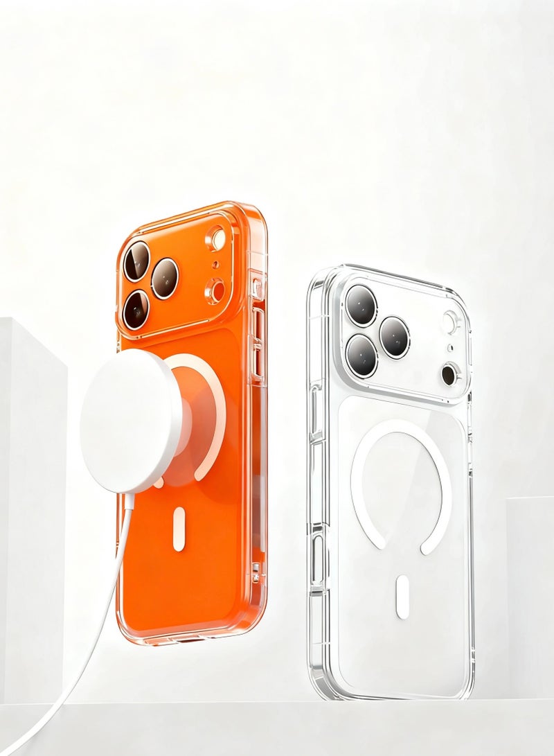 ألترون جراب شفاف مغناطيسي وغير مغناطيسي من ALTRONE Aurora متوافق مع iPhone 17 Pro Max، مضاد للاصفرار، يحمي العدسات، تصميم نحيف مقاوم للصدمات (إصدار 2025) (برتقالي) - Image 1